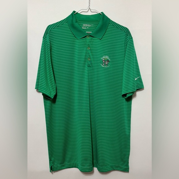 Nike Tour Performance 2014 US Open Pinehurst No. 2 Green Stripe Polo Shirt Large - Picture 1 of 11